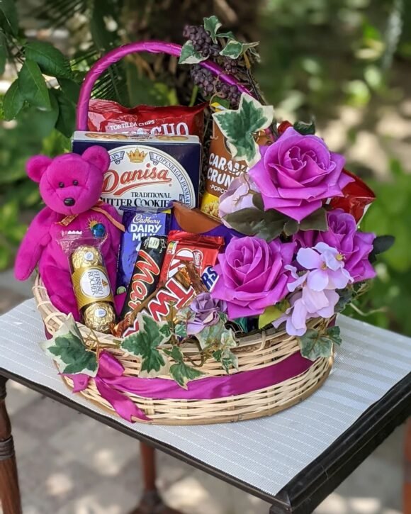 purple gift basket